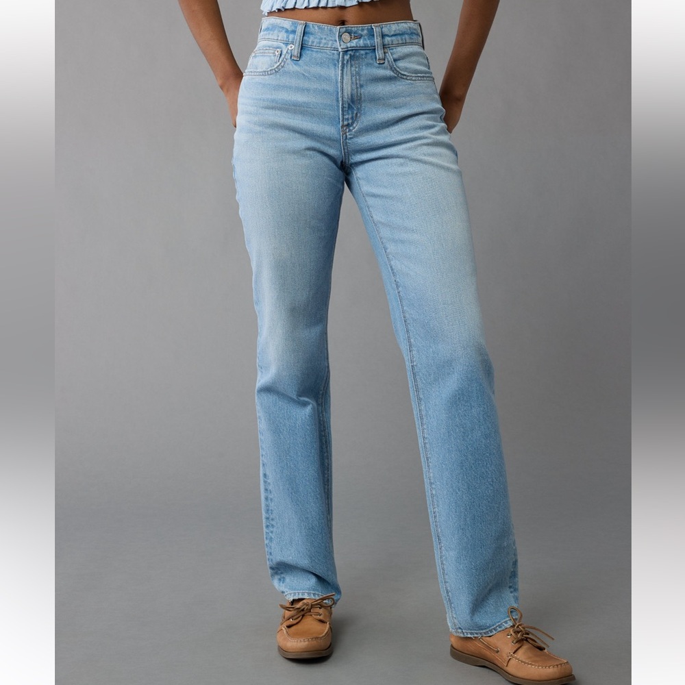 American Eagle Stretch Super High Rise Straight Jeans Women’s size 18 - Picture 3 of 11